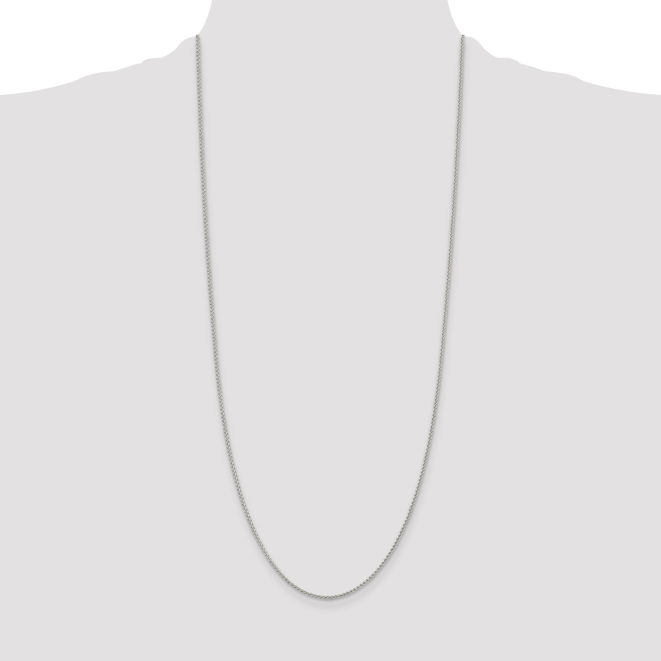 30 Inch Sterling Silver Rhodium-Plated 1.5mm Round Spiga Chain Necklace