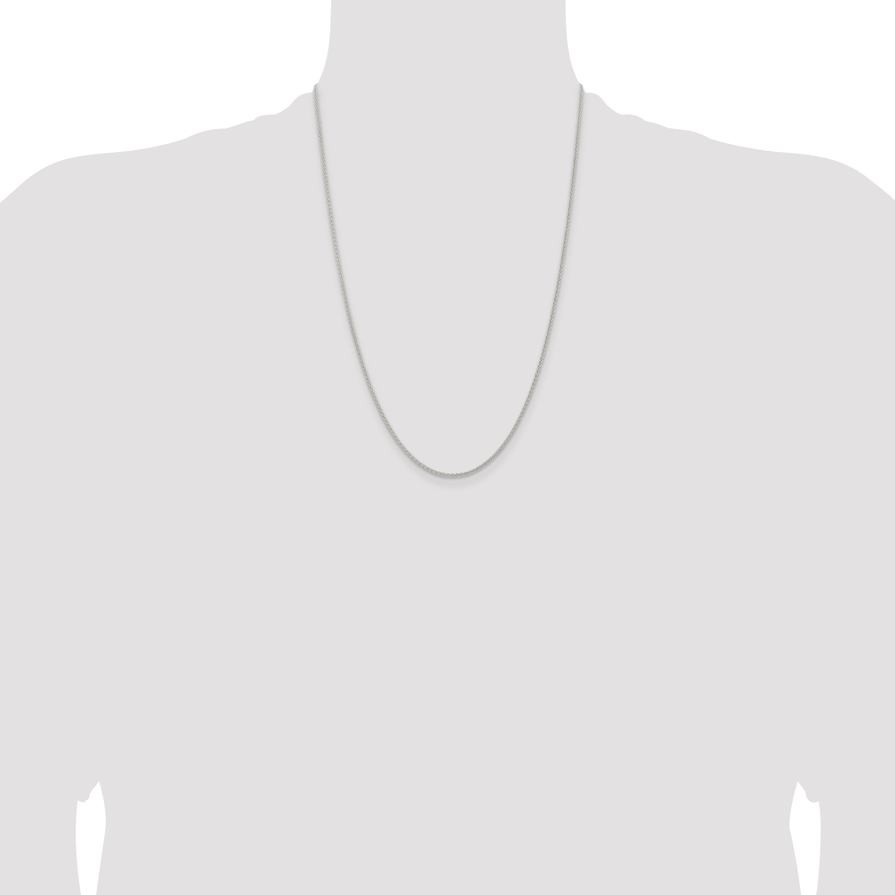 24 Inch Sterling Silver 1.6mm Round Spiga Chain Necklace