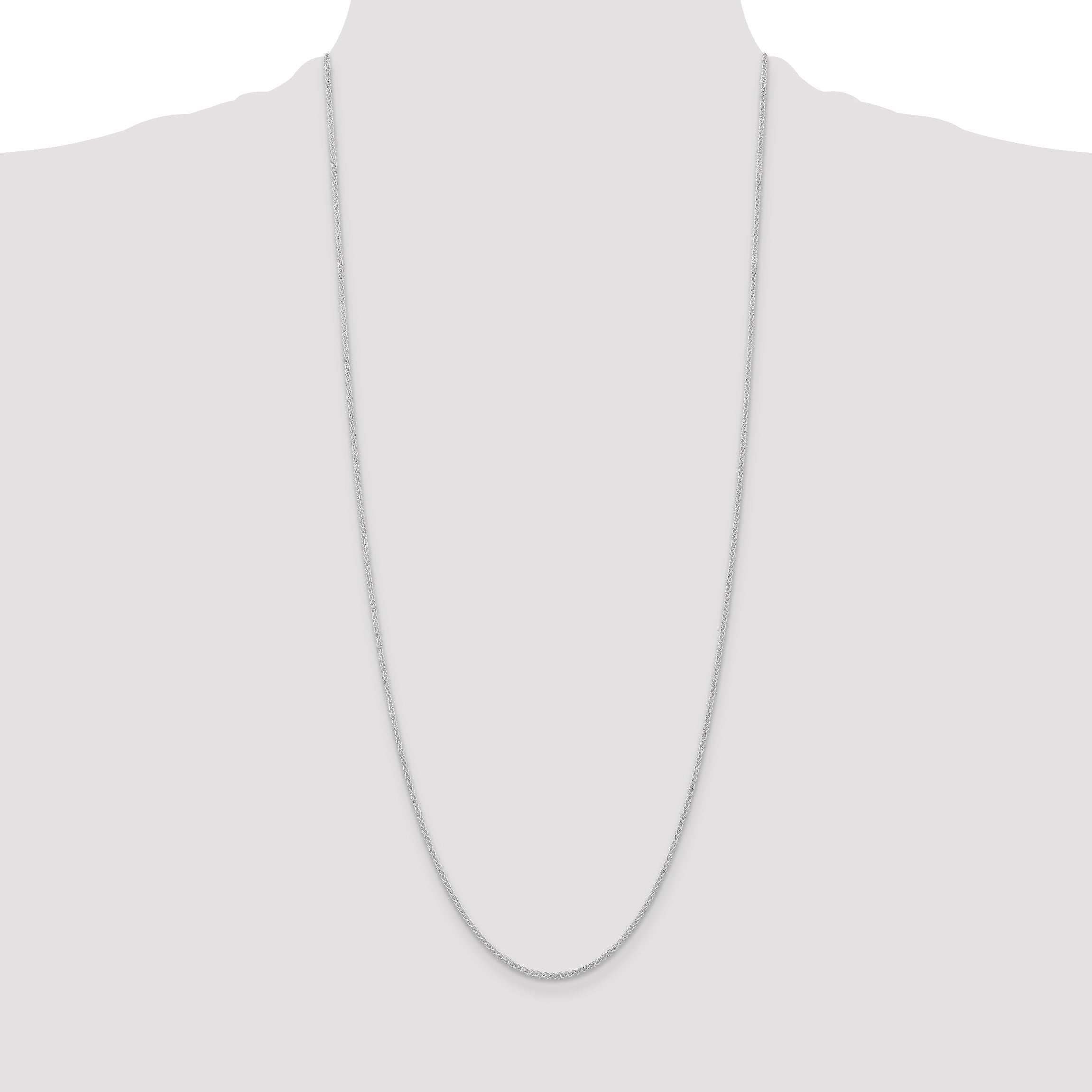 30 Inch Sterling Silver Rhodium-Plated 1.6mm Round Spiga Chain Necklace