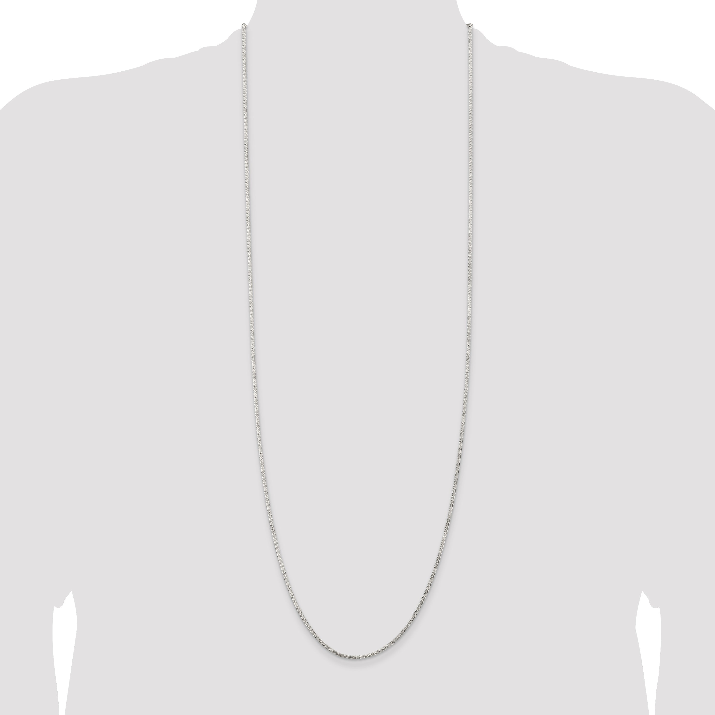36 Inch Sterling Silver 1.75mm Round Spiga Chain Necklace