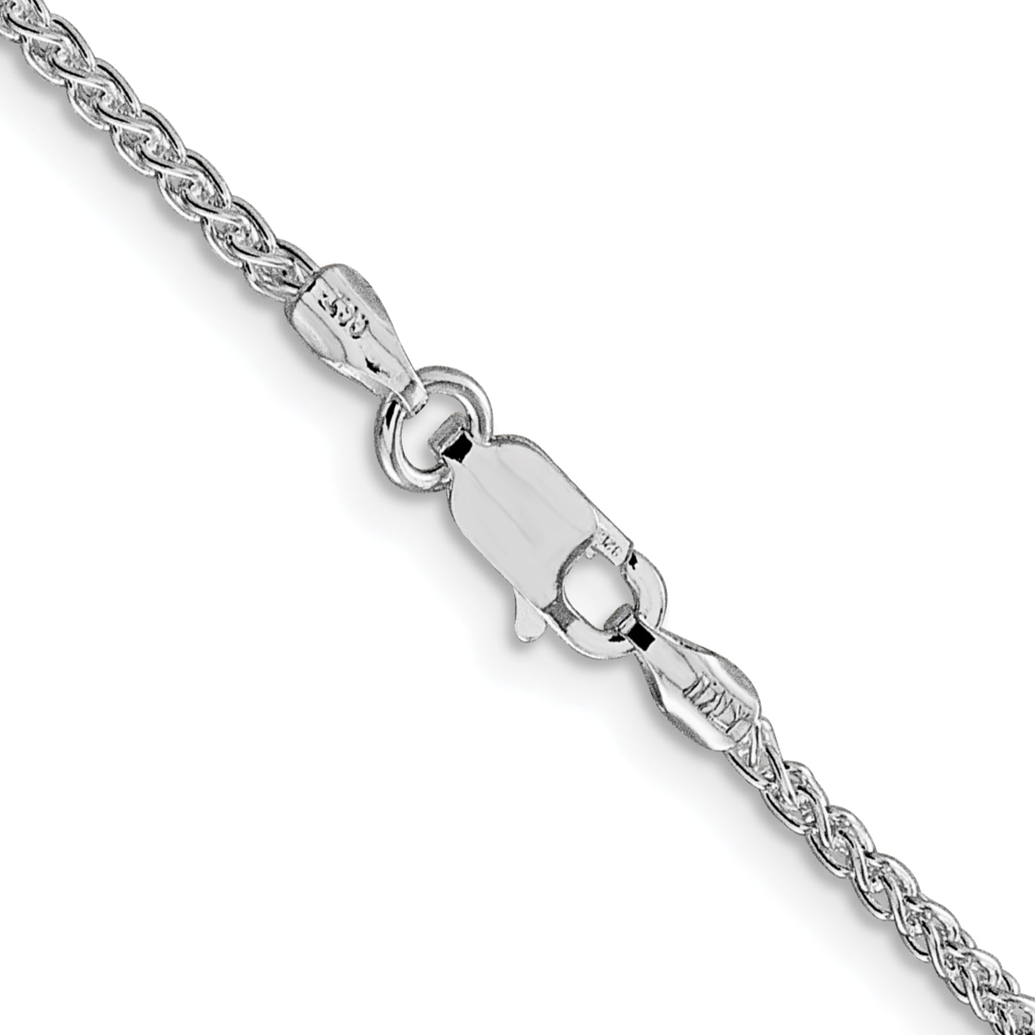 16 Inch Sterling Silver Rhodium-Plated 1.75mm Round Spiga Chain Necklace