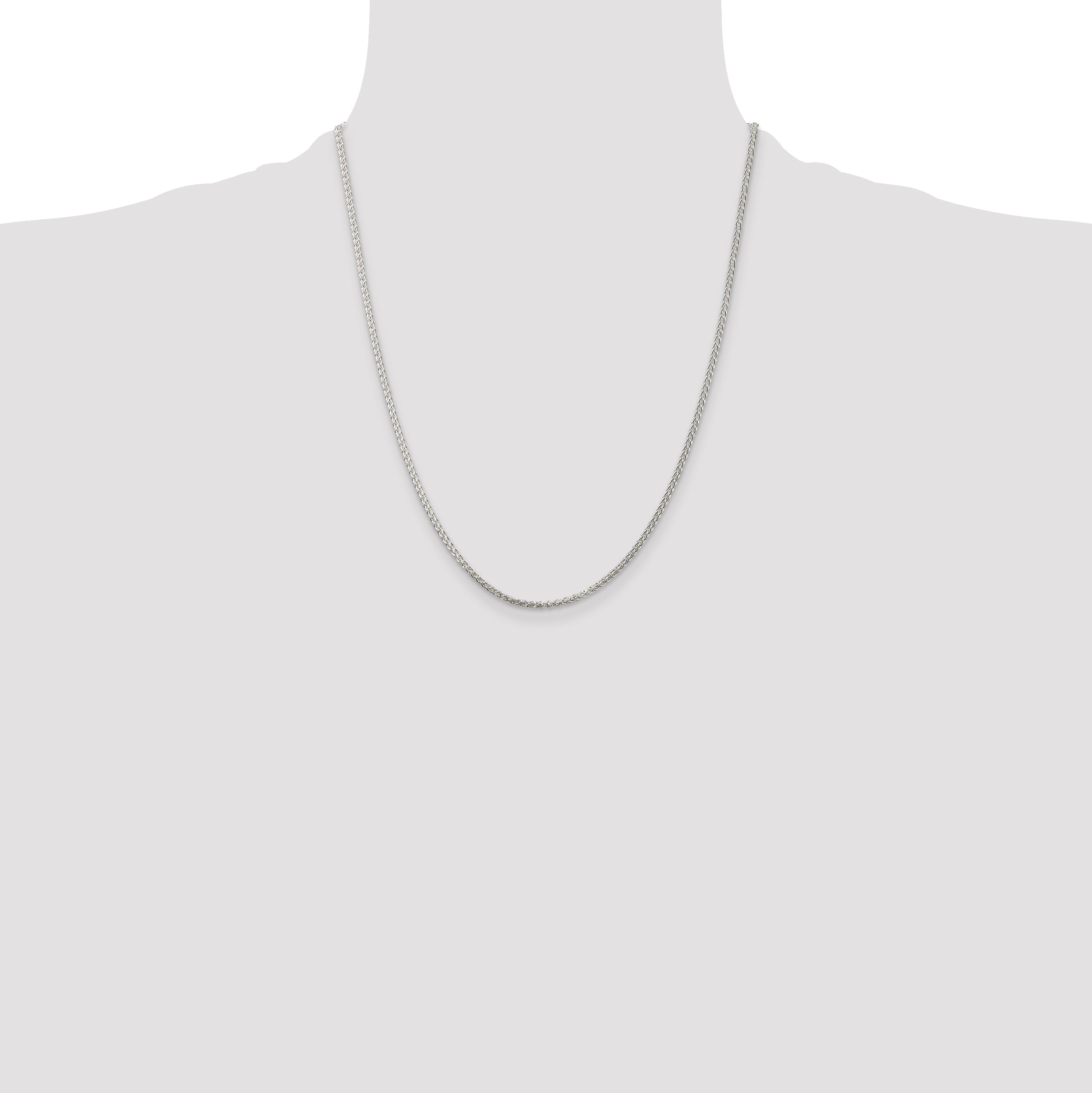 22 Inch Sterling Silver Rhodium-Plated 1.75mm Round Spiga Chain Necklace