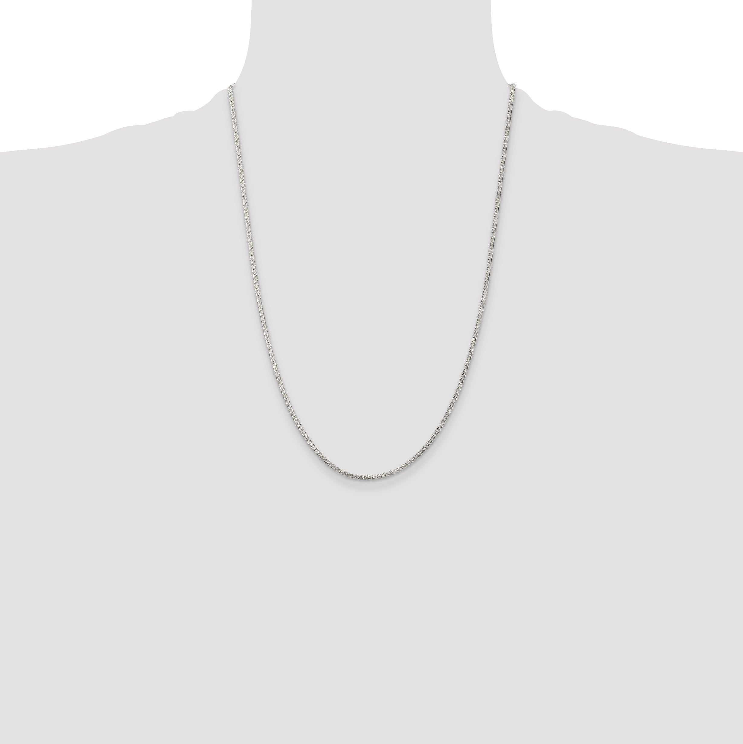 24 Inch Sterling Silver Rhodium-Plated 1.75mm Round Spiga Chain Necklace