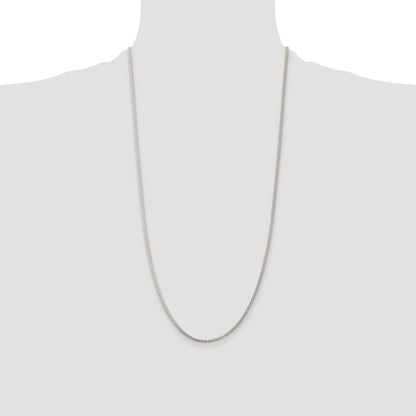 28 Inch Sterling Silver Rhodium-Plated 1.75mm Round Spiga Chain Necklace
