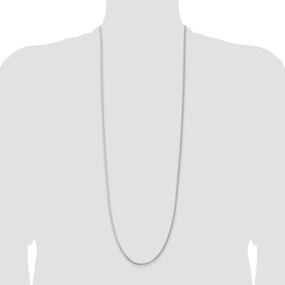 36 Inch Sterling Silver Rhodium-Plated 1.75mm Round Spiga Chain Necklace
