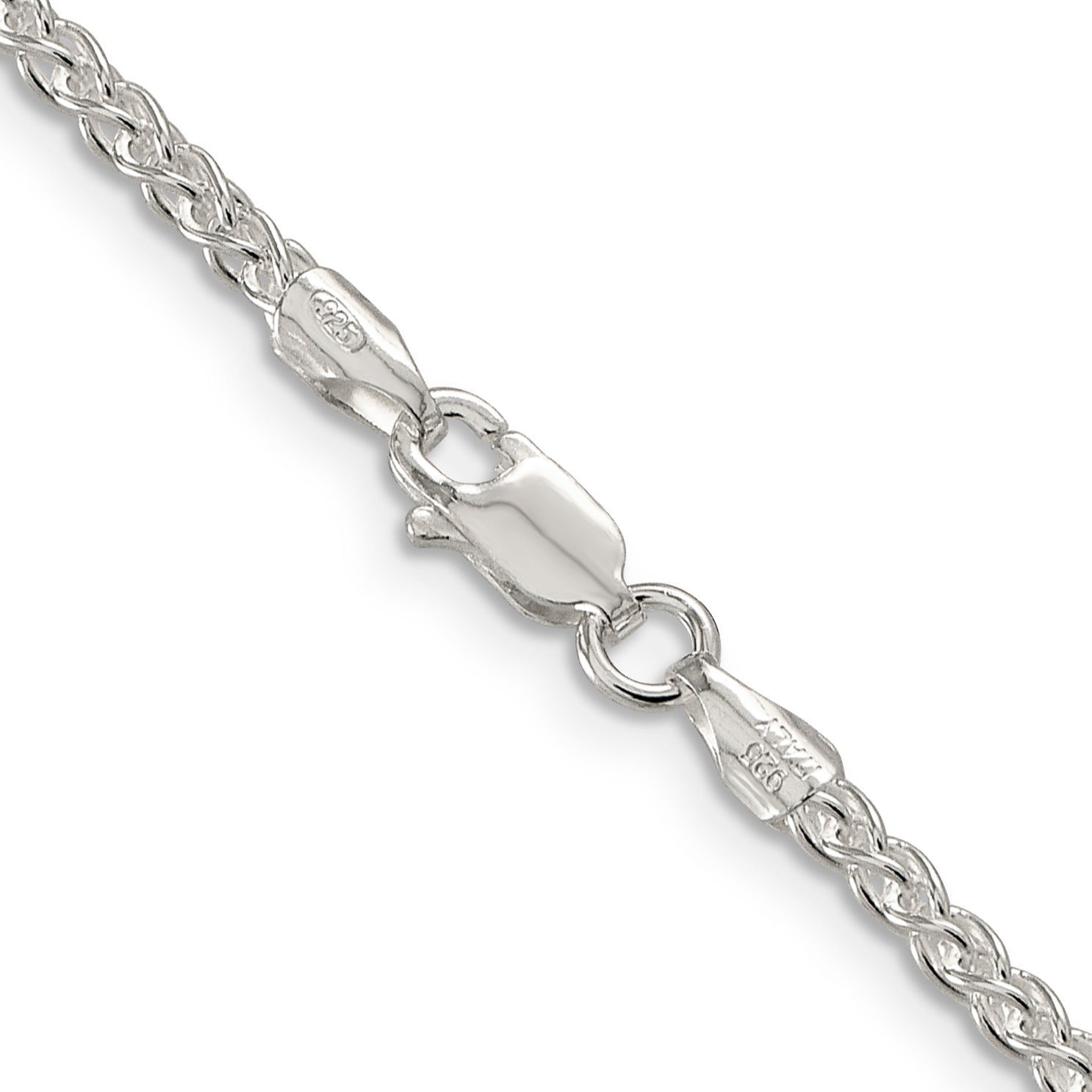 16 Inch Sterling Silver 2.5mm Round Spiga Chain Necklace