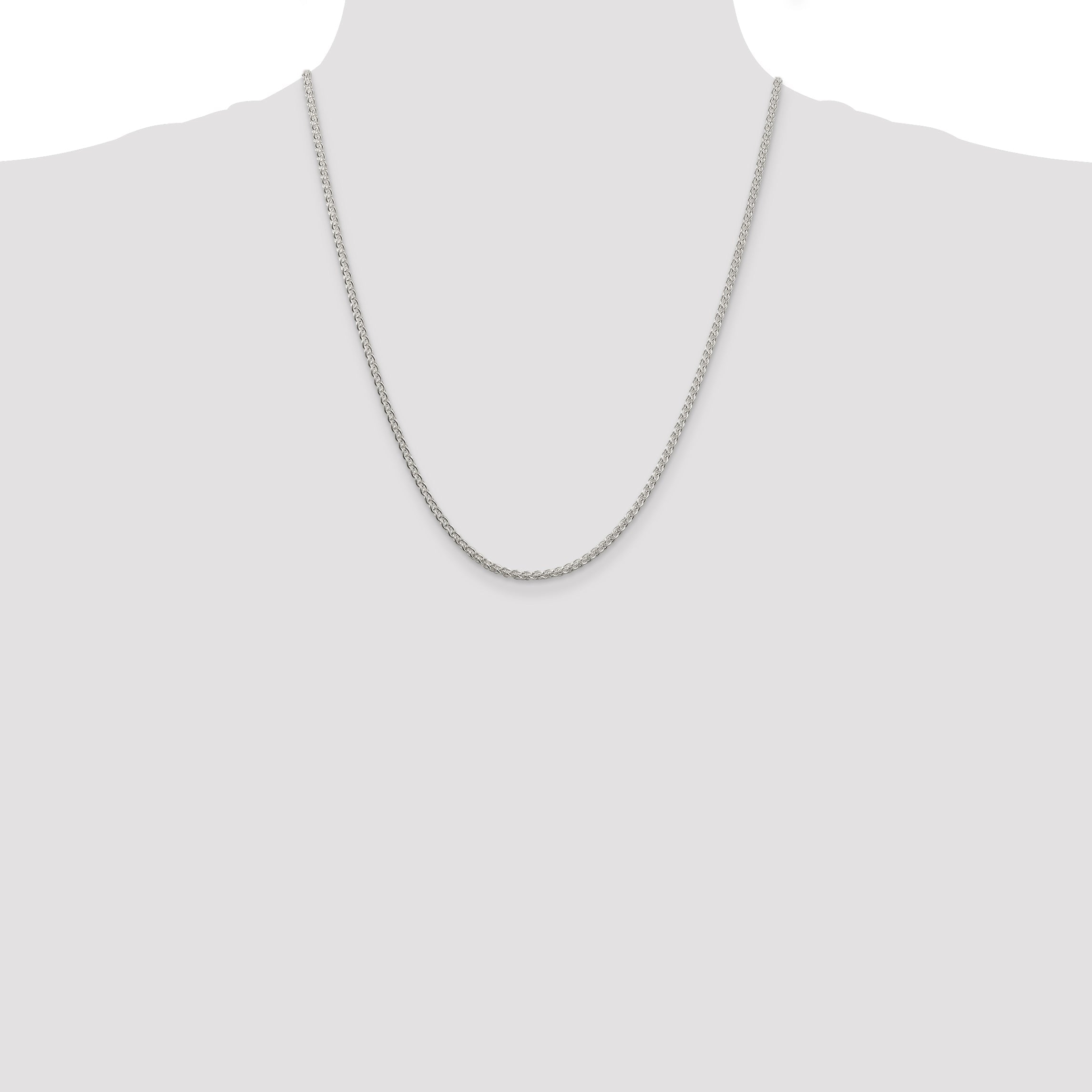 22 Inch Sterling Silver 2.5mm Round Spiga Chain Necklace