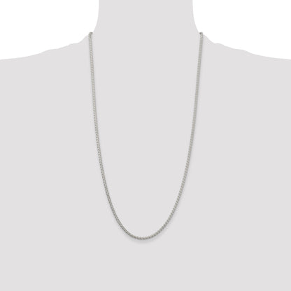 28 Inch Sterling Silver 2.5mm Round Spiga Chain Necklace