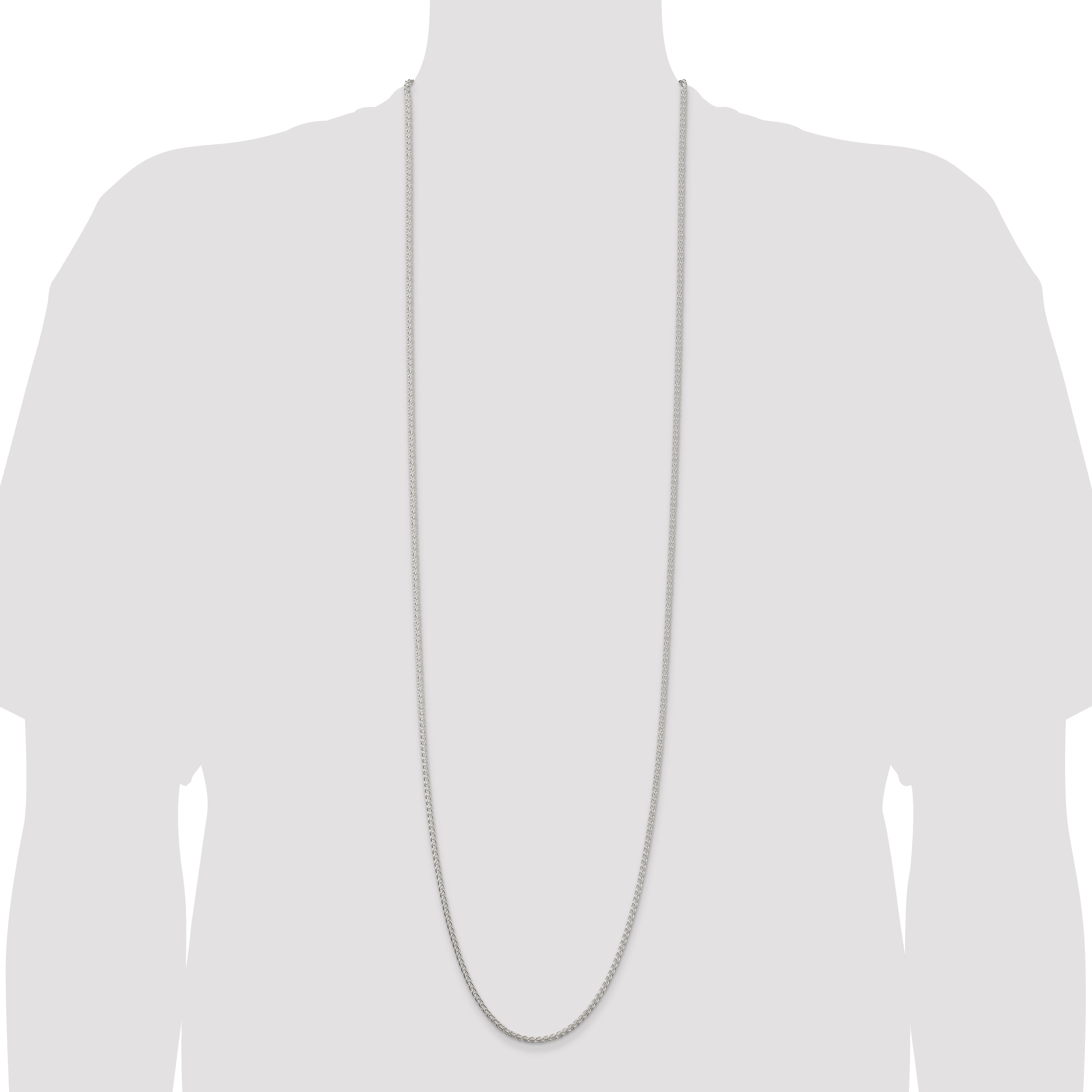 42 Inch Sterling Silver 2.5mm Round Spiga Chain Necklace