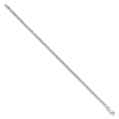 7 Inch Sterling Silver 2.5mm Round Spiga Chain Bracelet
