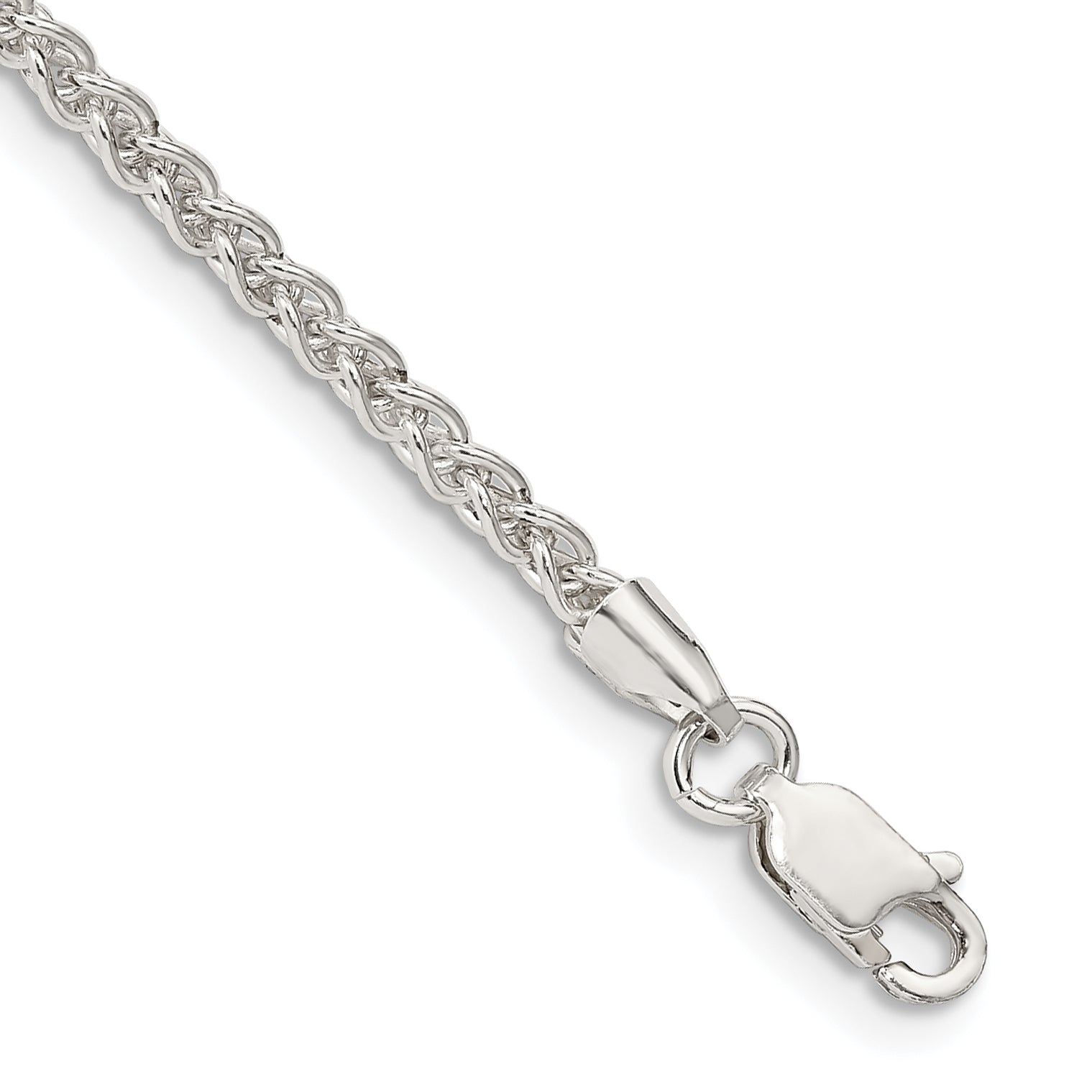 7 Inch Sterling Silver 2.5mm Round Spiga Chain Bracelet