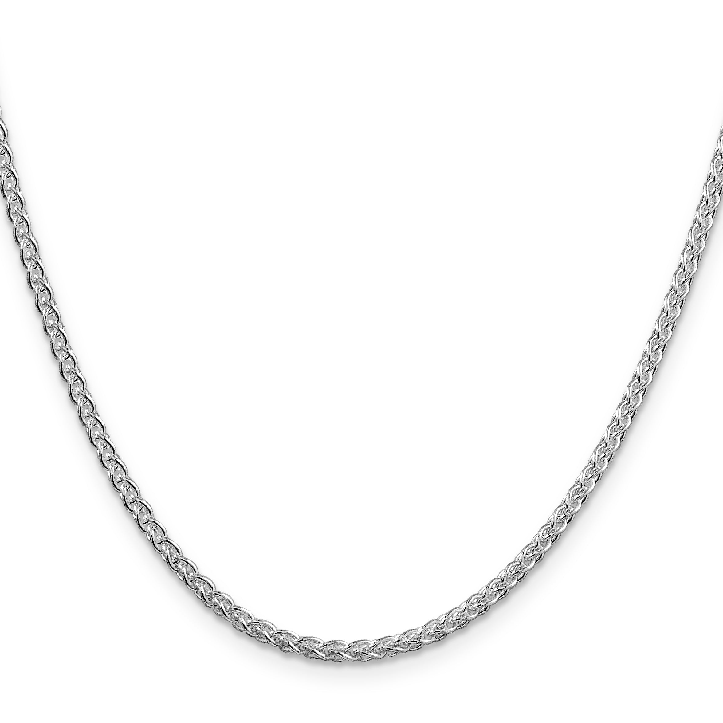 22 Inch Sterling Silver Rhodium-Plated 2.5mm Round Spiga Chain Necklace