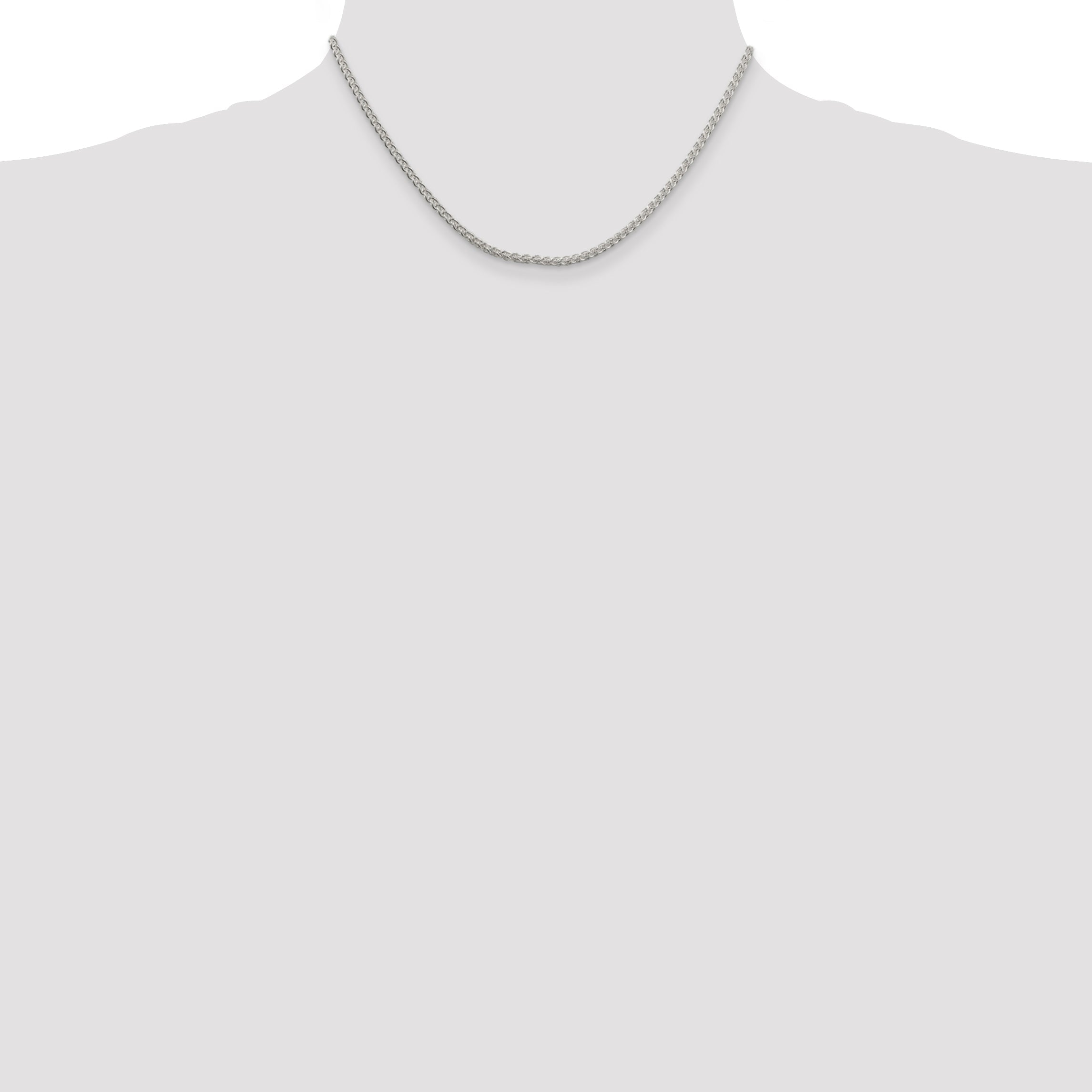 16 Inch Sterling Silver Rhodium-Plated 2.5mm Round Spiga Chain Necklace