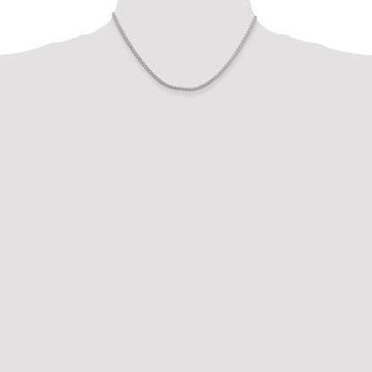 16 Inch Sterling Silver Rhodium-Plated 2.5mm Round Spiga Chain Necklace