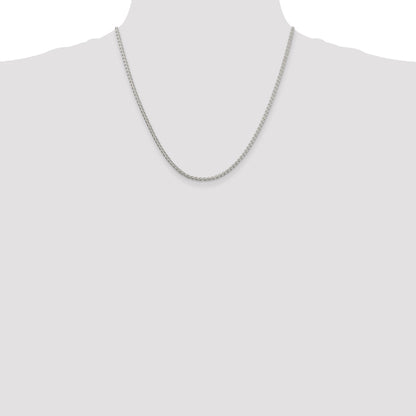 20 Inch Sterling Silver Rhodium-Plated 2.5mm Round Spiga Chain Necklace