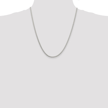 22 Inch Sterling Silver Rhodium-Plated 2.5mm Round Spiga Chain Necklace