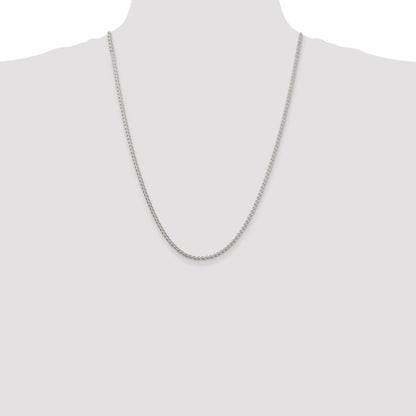 24 Inch Sterling Silver Rhodium-Plated 2.5mm Round Spiga Chain Necklace