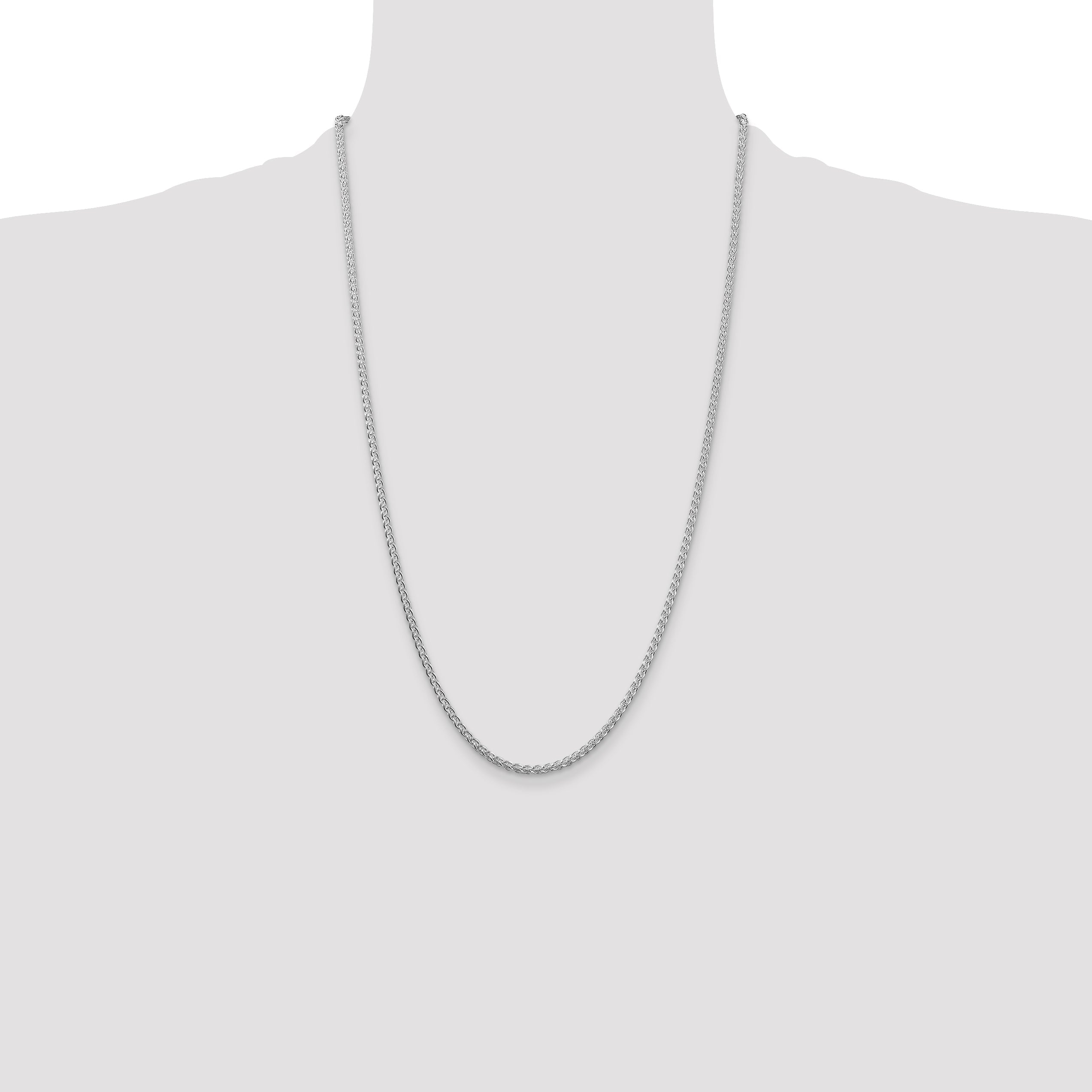 26 Inch Sterling Silver Rhodium-Plated 2.5mm Round Spiga Chain Necklace