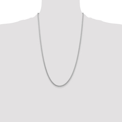 26 Inch Sterling Silver Rhodium-Plated 2.5mm Round Spiga Chain Necklace
