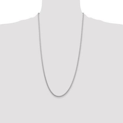 28 Inch Sterling Silver Rhodium-Plated 2.5mm Round Spiga Chain Necklace