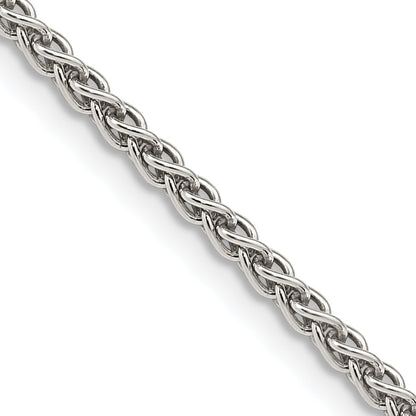 30 Inch Sterling Silver Rhodium-Plated 2.5mm Round Spiga Chain Necklace