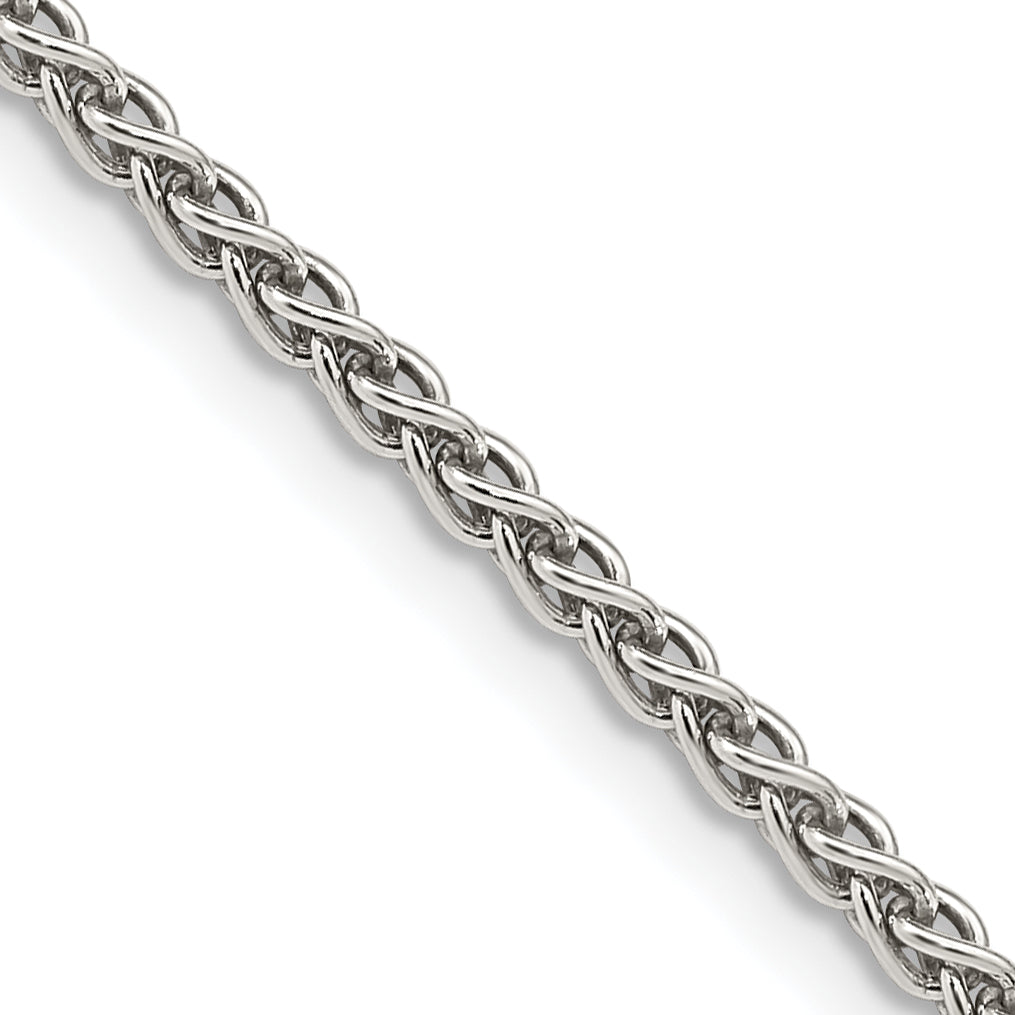 28 Inch Sterling Silver Rhodium-Plated 2.5mm Round Spiga Chain Necklace