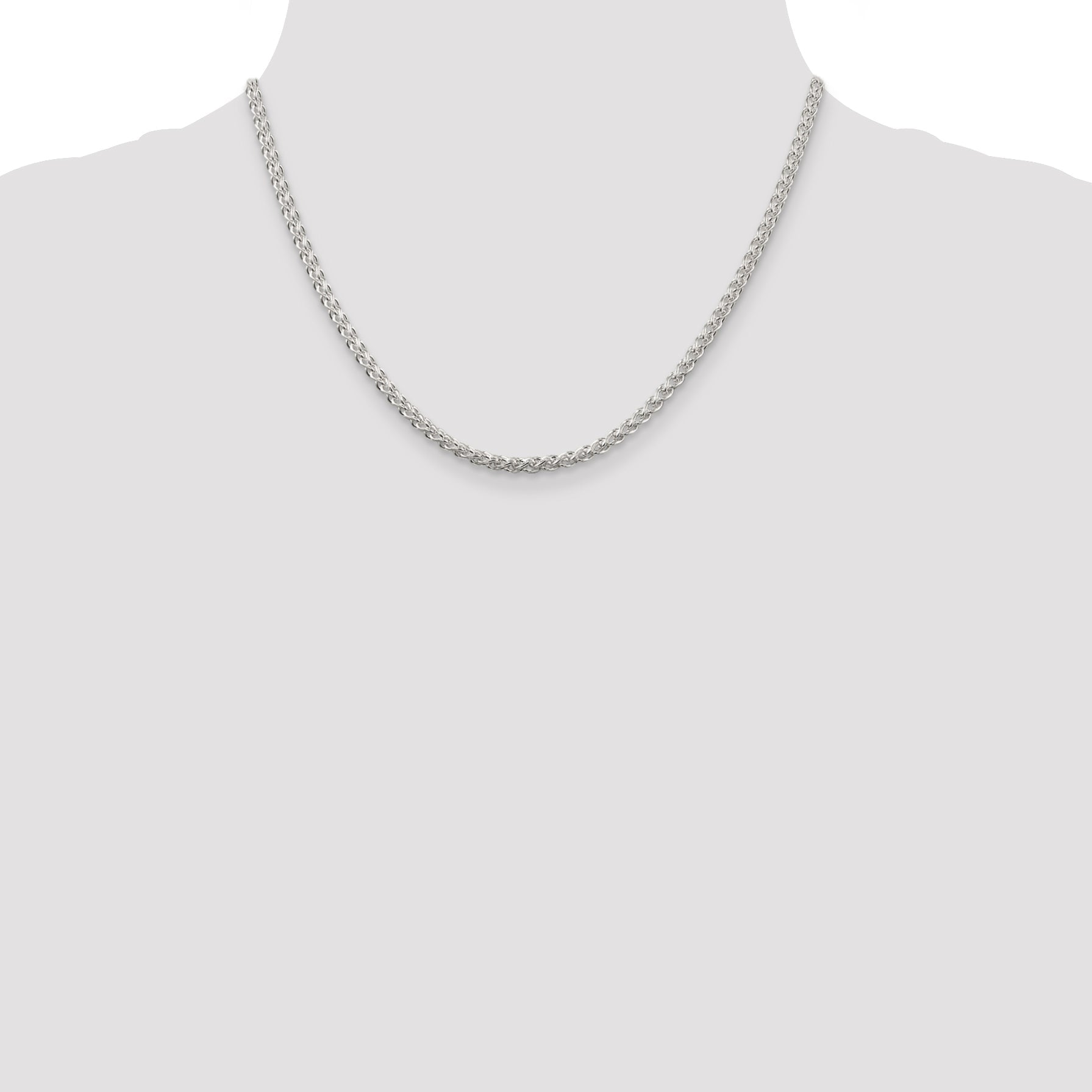 18 Inch Sterling Silver 3mm Round Spiga Chain Necklace