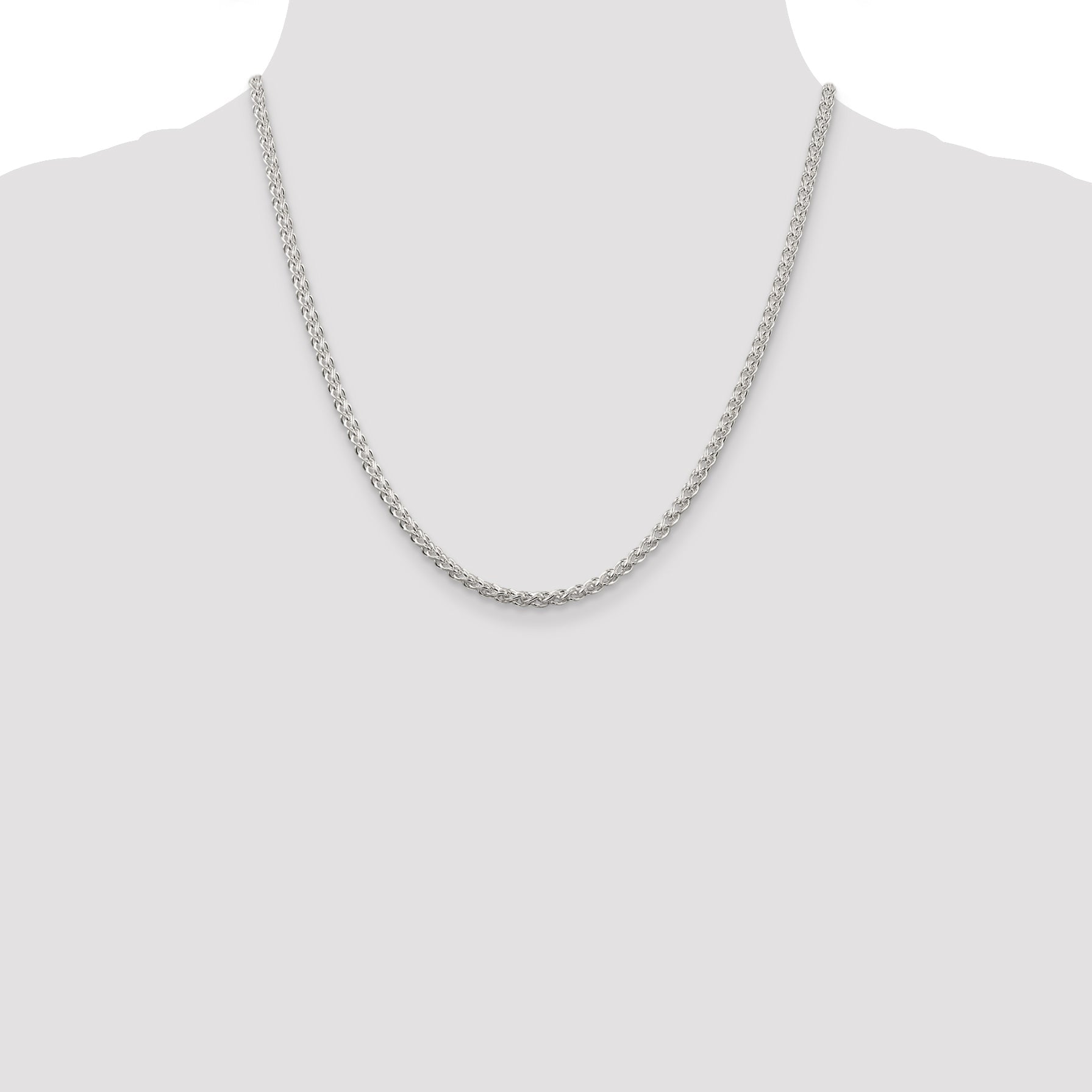 20 Inch Sterling Silver 3mm Round Spiga Chain Necklace