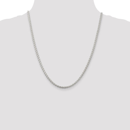 22 Inch Sterling Silver 3mm Round Spiga Chain Necklace