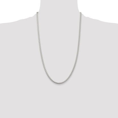 26 Inch Sterling Silver 3mm Round Spiga Chain Necklace