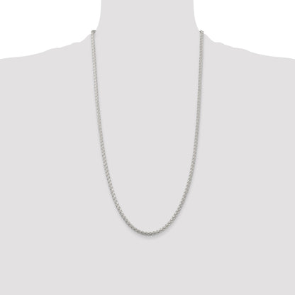 28 Inch Sterling Silver 3mm Round Spiga Chain Necklace