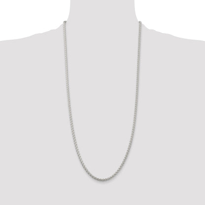 30 Inch Sterling Silver 3mm Round Spiga Chain Necklace