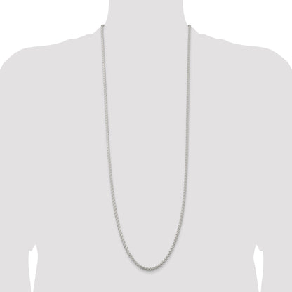 36 Inch Sterling Silver 3mm Round Spiga Chain Necklace