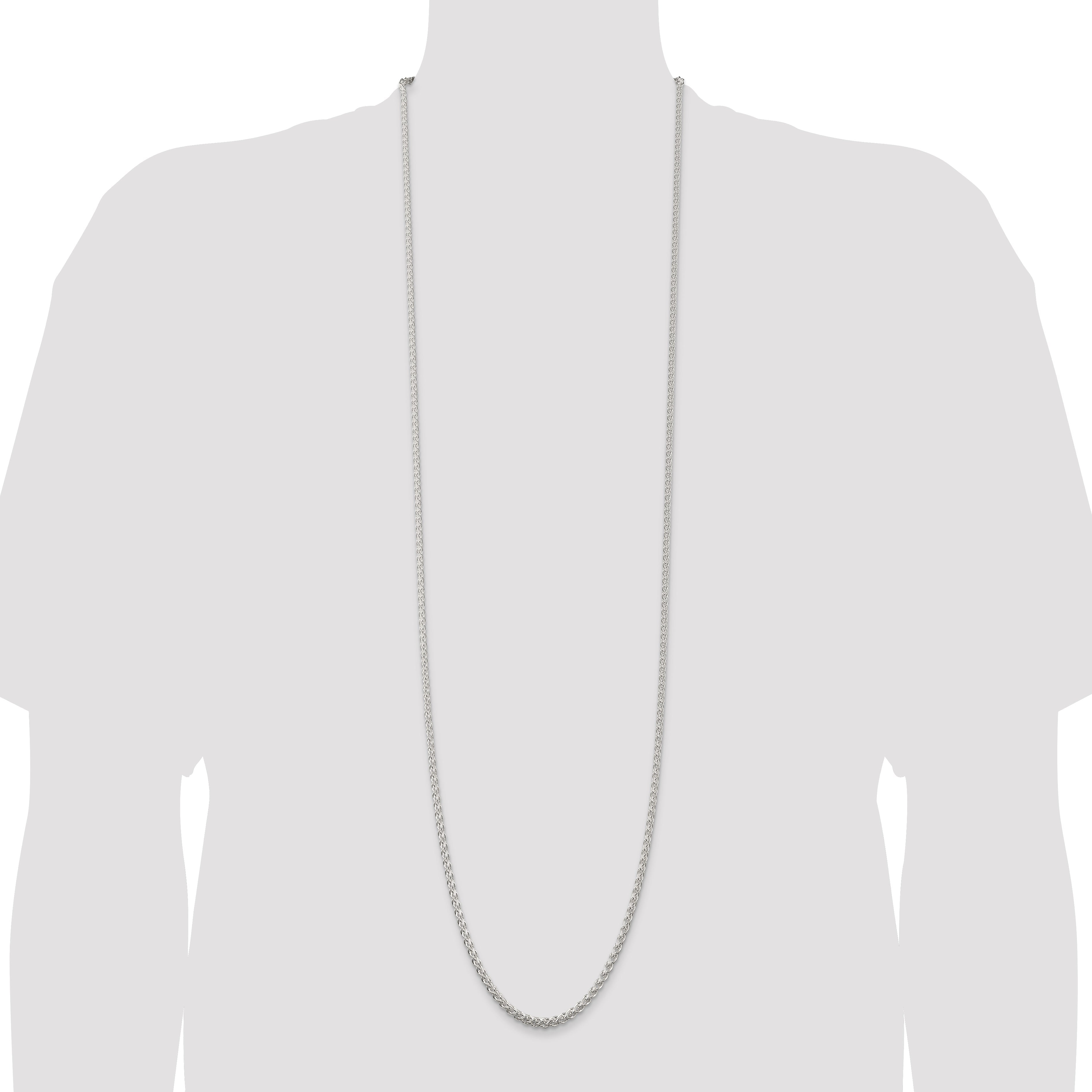 42 Inch Sterling Silver 3mm Round Spiga Chain Necklace