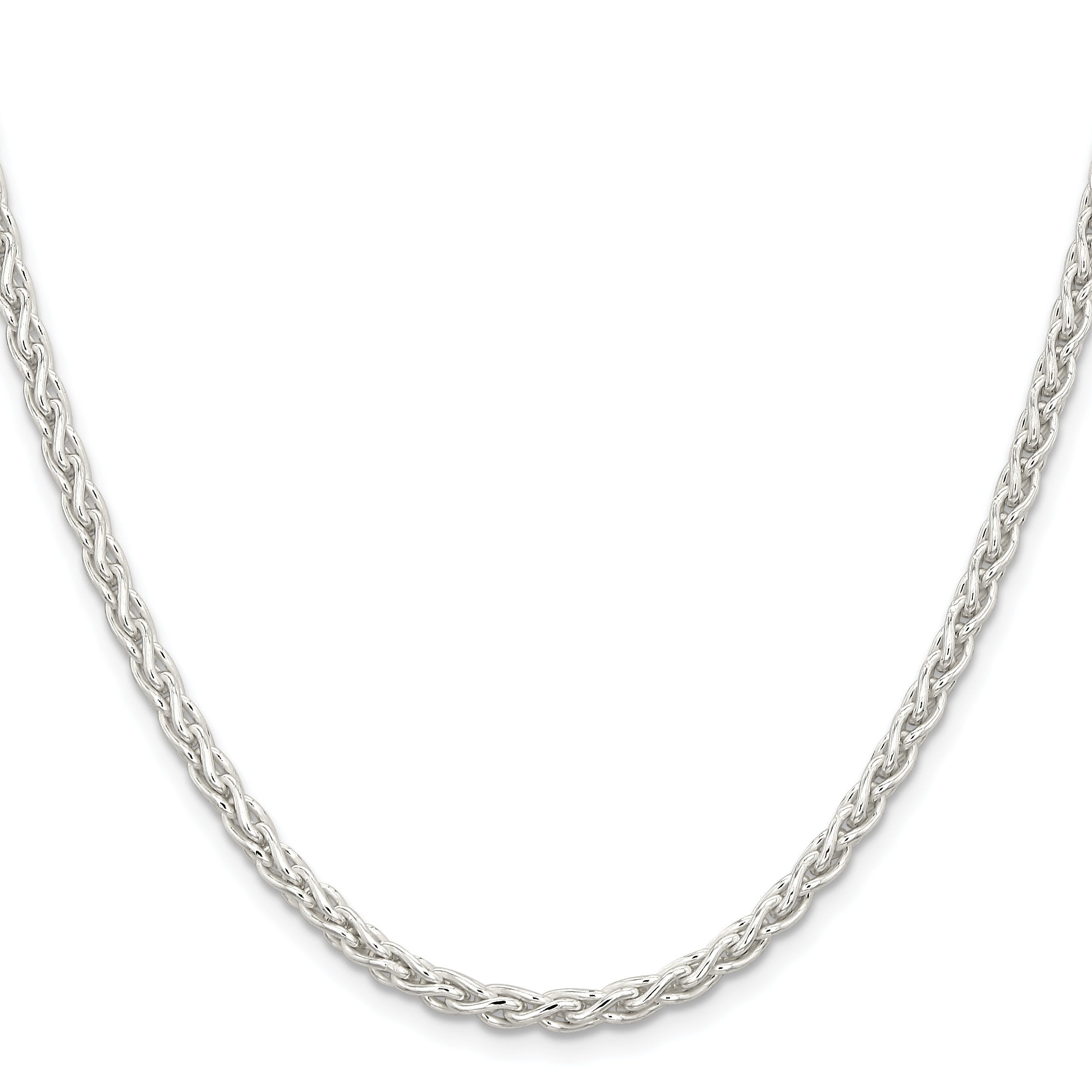 24 Inch Sterling Silver 3.7mm Round Spiga Chain Necklace