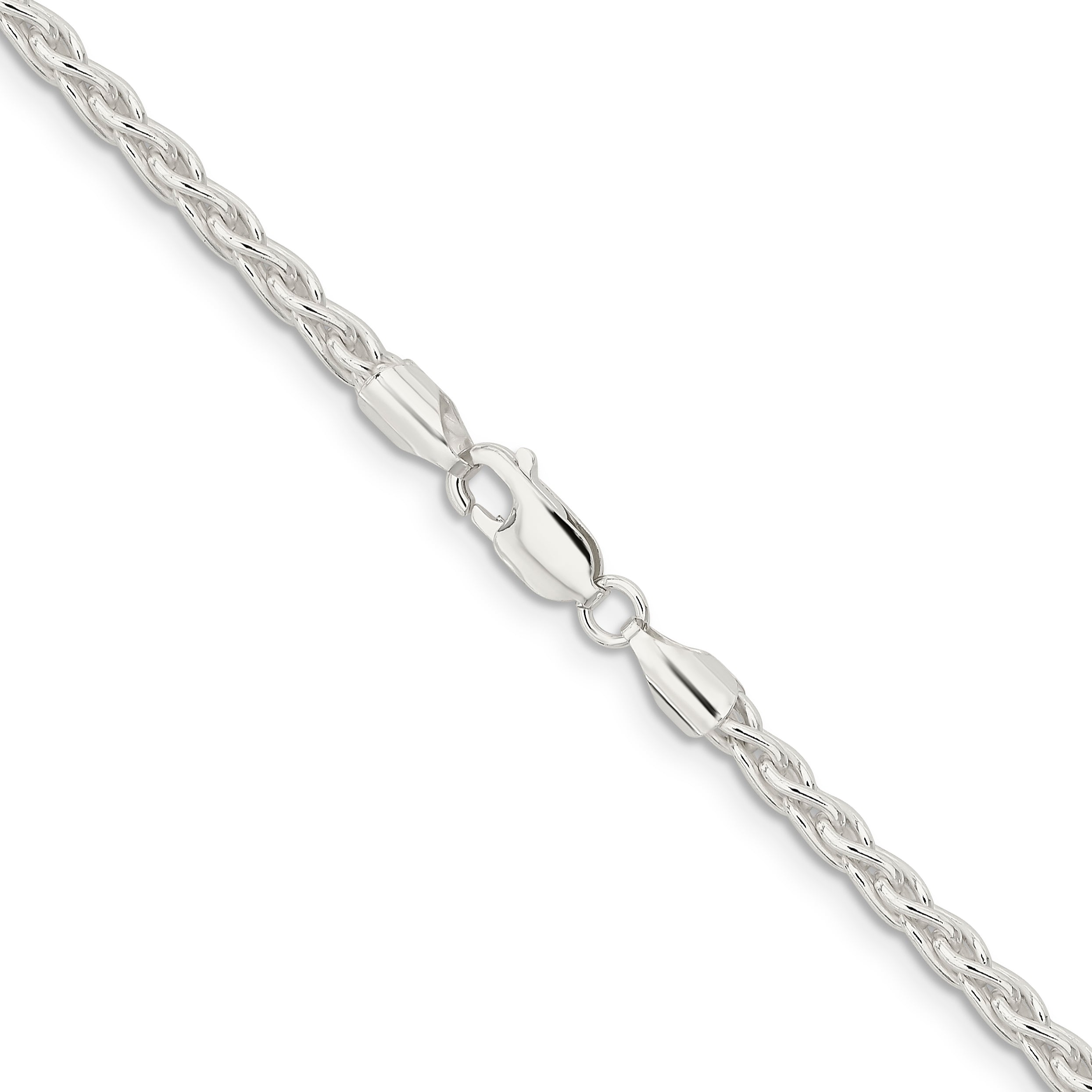 22 Inch Sterling Silver 3.7mm Round Spiga Chain Necklace
