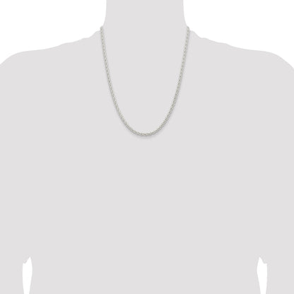 22 Inch Sterling Silver 3.7mm Round Spiga Chain Necklace