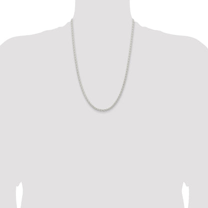 24 Inch Sterling Silver 3.7mm Round Spiga Chain Necklace