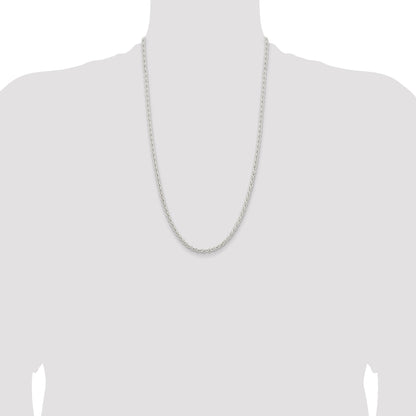 26 Inch Sterling Silver 3.7mm Round Spiga Chain Necklace