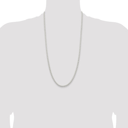 28 Inch Sterling Silver 3.7mm Round Spiga Chain Necklace