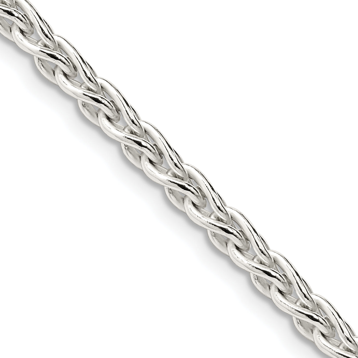 28 Inch Sterling Silver 3.7mm Round Spiga Chain Necklace