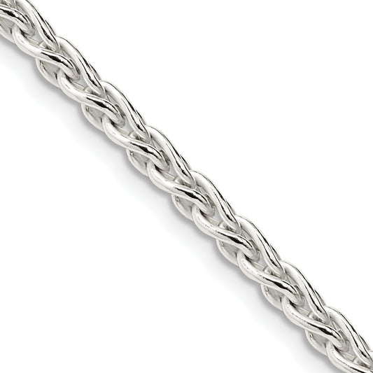 24 Inch Sterling Silver 3.7mm Round Spiga Chain Necklace