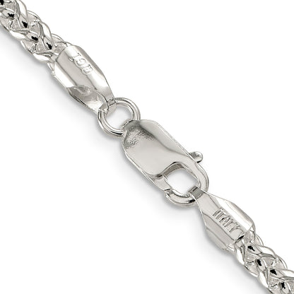 22 Inch Sterling Silver 4mm Round Spiga Chain Necklace