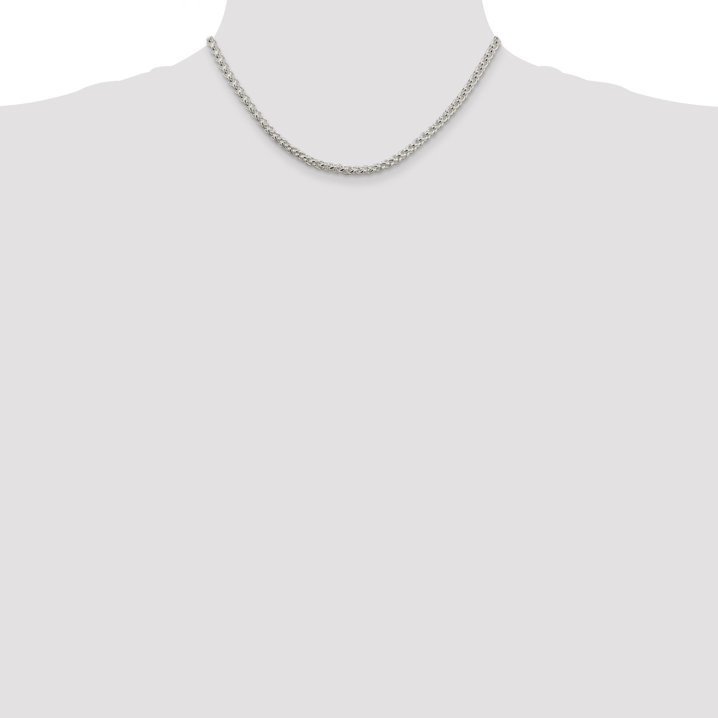 16 Inch Sterling Silver 4mm Round Spiga Chain Necklace