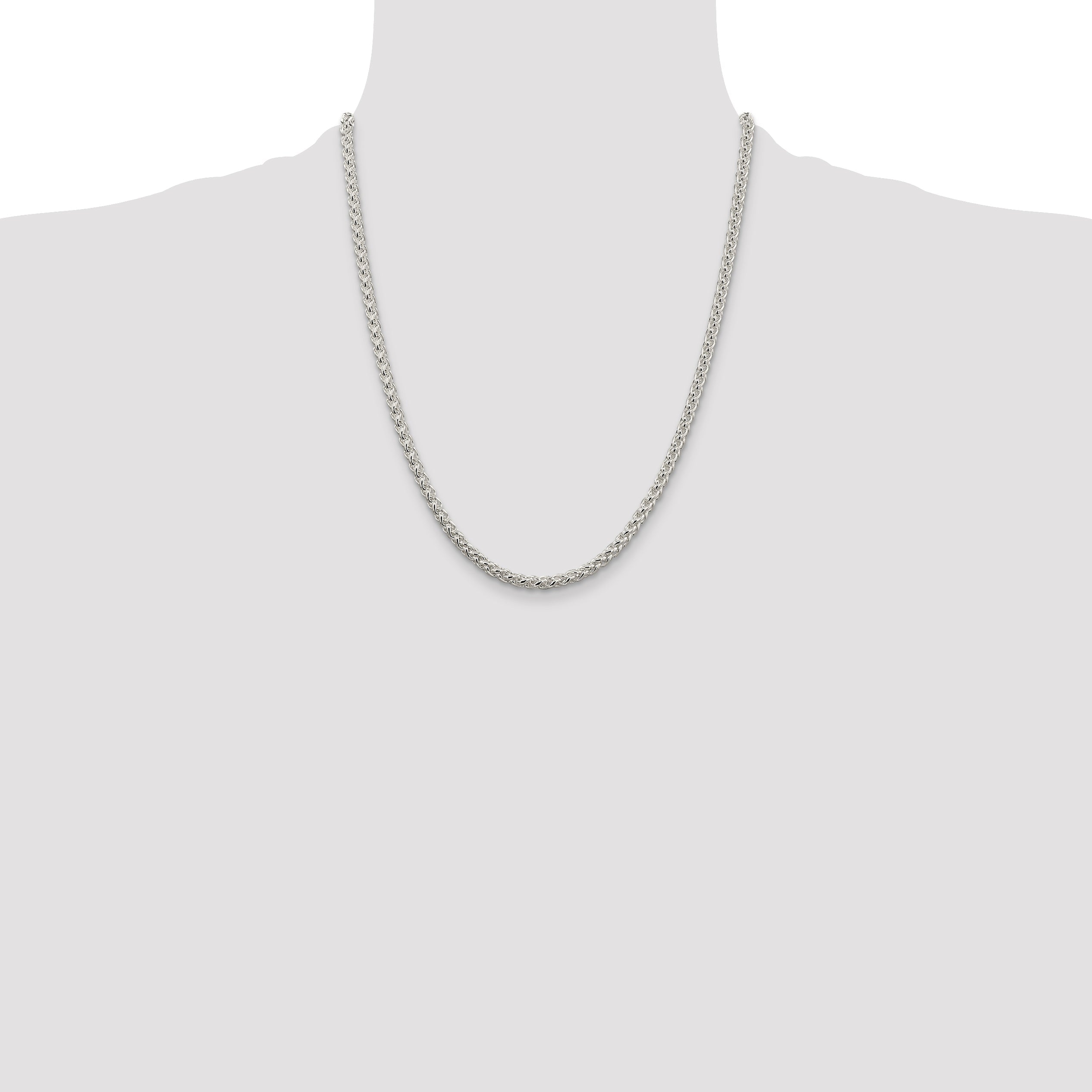 22 Inch Sterling Silver 4mm Round Spiga Chain Necklace