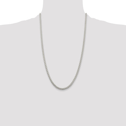 26 Inch Sterling Silver 4mm Round Spiga Chain Necklace
