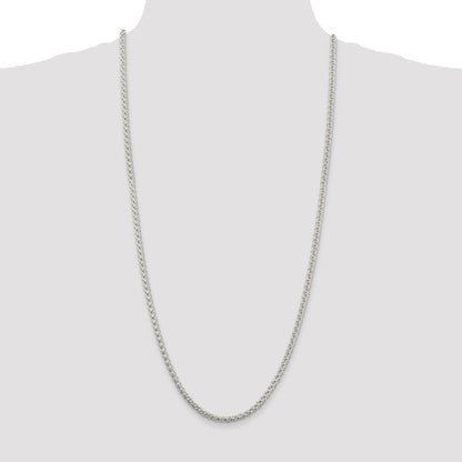 30 Inch Sterling Silver 4mm Round Spiga Chain Necklace