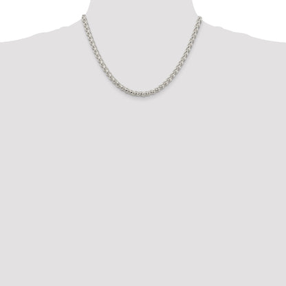 18 Inch Sterling Silver 5mm Round Spiga Chain Necklace