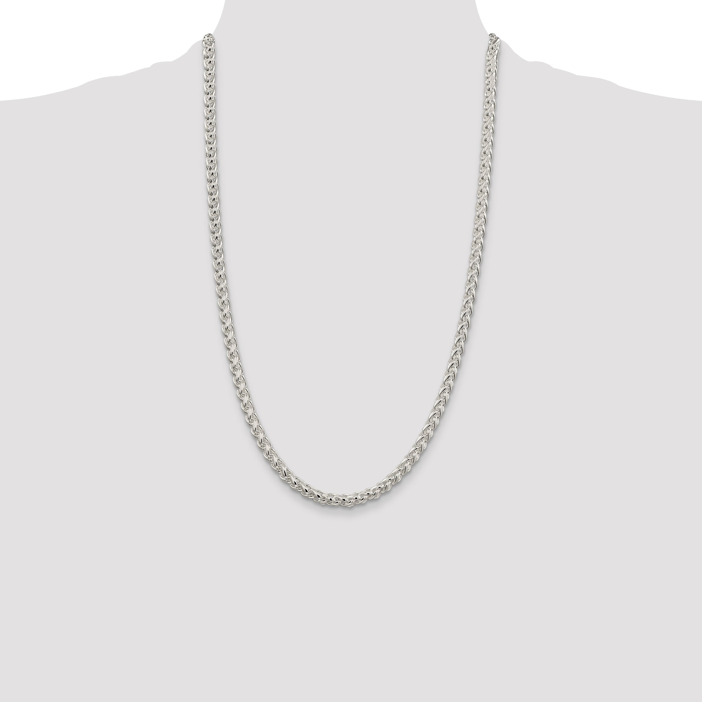 26 Inch Sterling Silver 5mm Round Spiga Chain Necklace