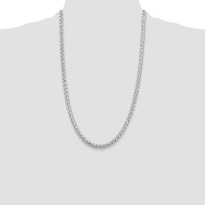 26 Inch Sterling Silver 5mm Round Spiga Chain Necklace